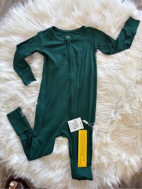 Birdie Bean Forest Green Ribbed bamboo Zippy (3T)